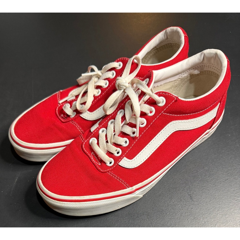 Vans Ward Low Top Sneakers Mens 7.5 Red Canvas Lace Up Skate Shoes - Picture 7 of 14